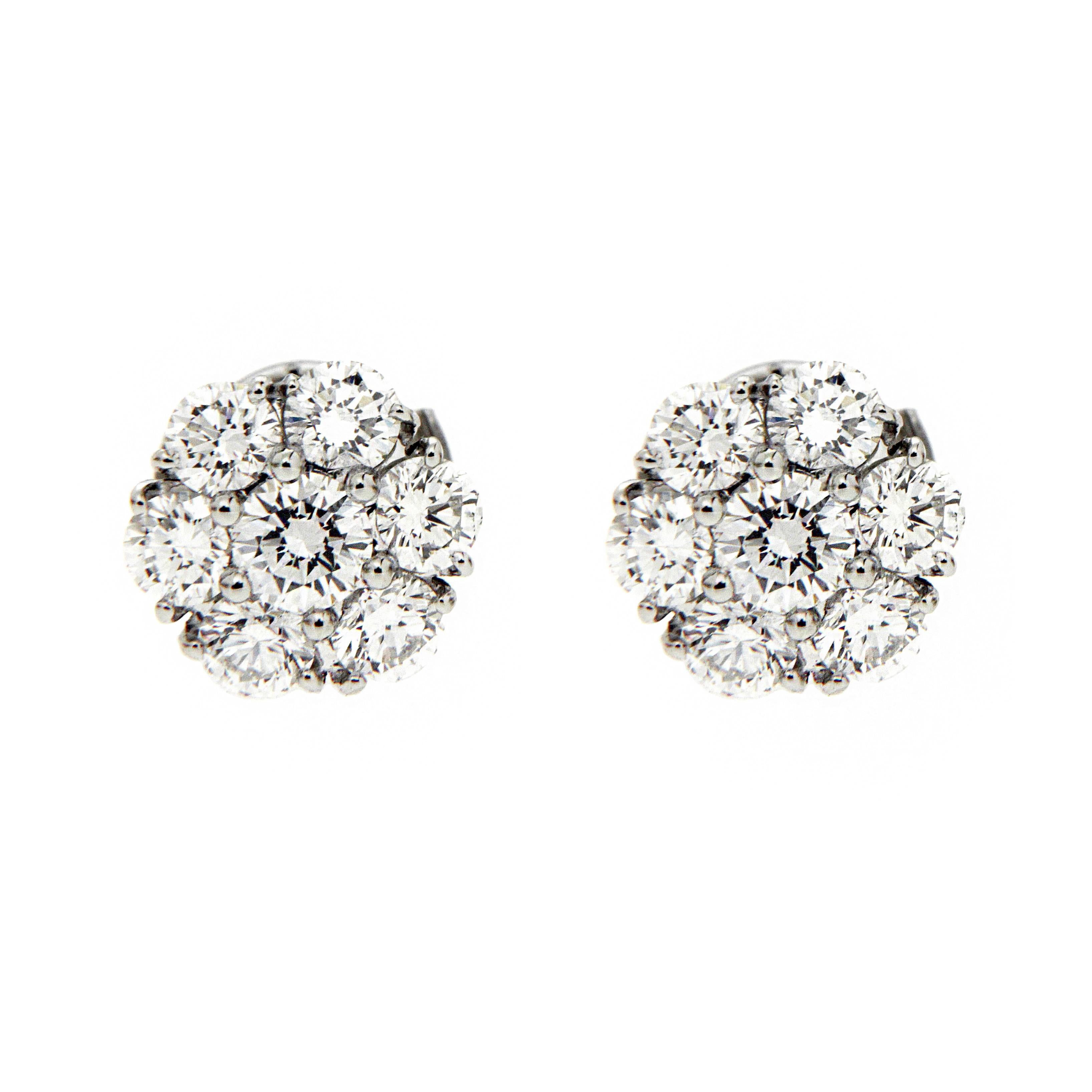 Valentin Magro Diamond Cluster Platinum Earrings