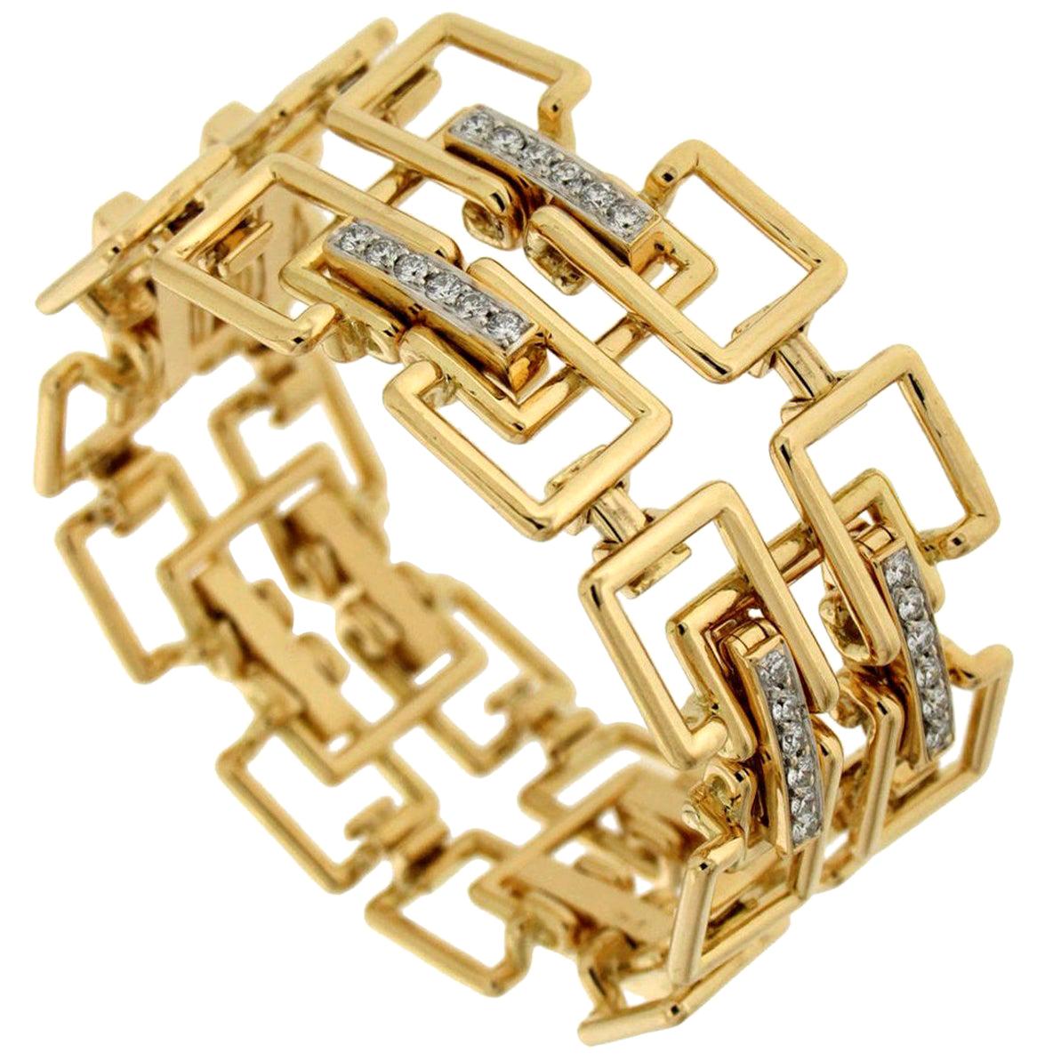 Valentin Magro Diamond Gold Square Link Bracelet