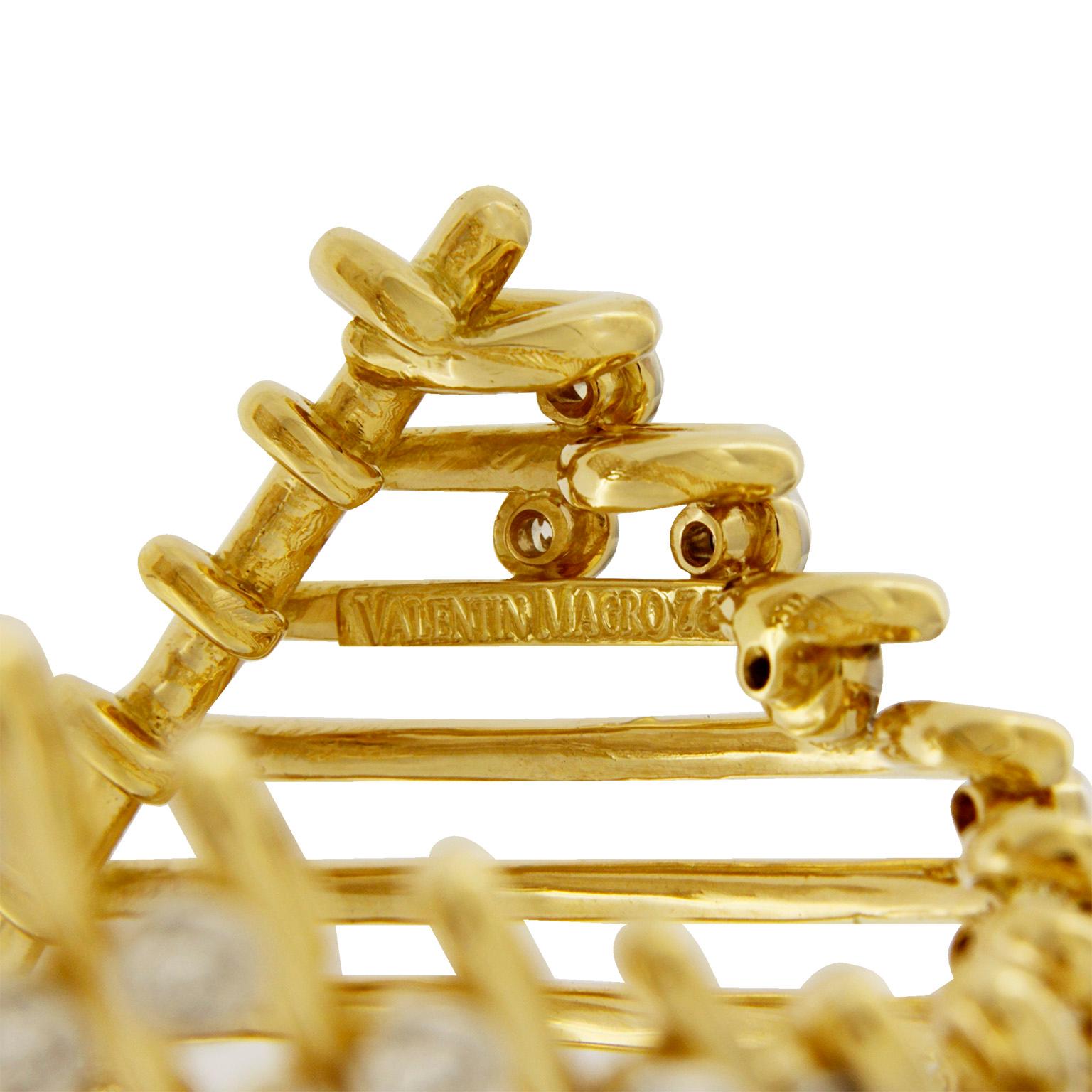 Women's Valentin Magro Diamond Gold Triangular Motif Netting Bracelet