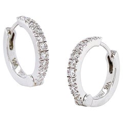 Diamond 18K White Gold Hoop Earrings