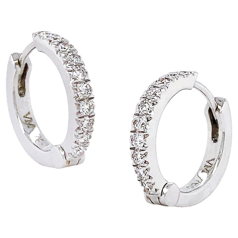 Diamond White Gold Hoop Earrings For Sale at 1stDibs