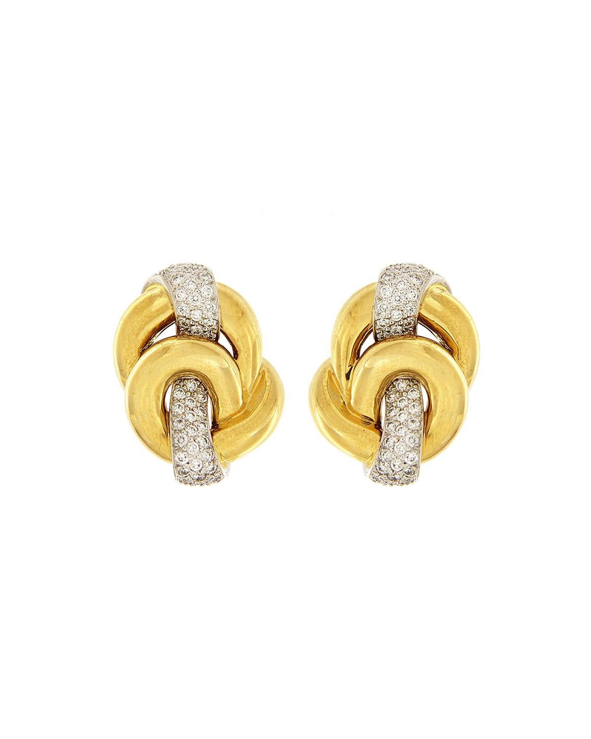 Brilliant Cut Valentin Magro Diamond Yellow Gold Knot Earrings