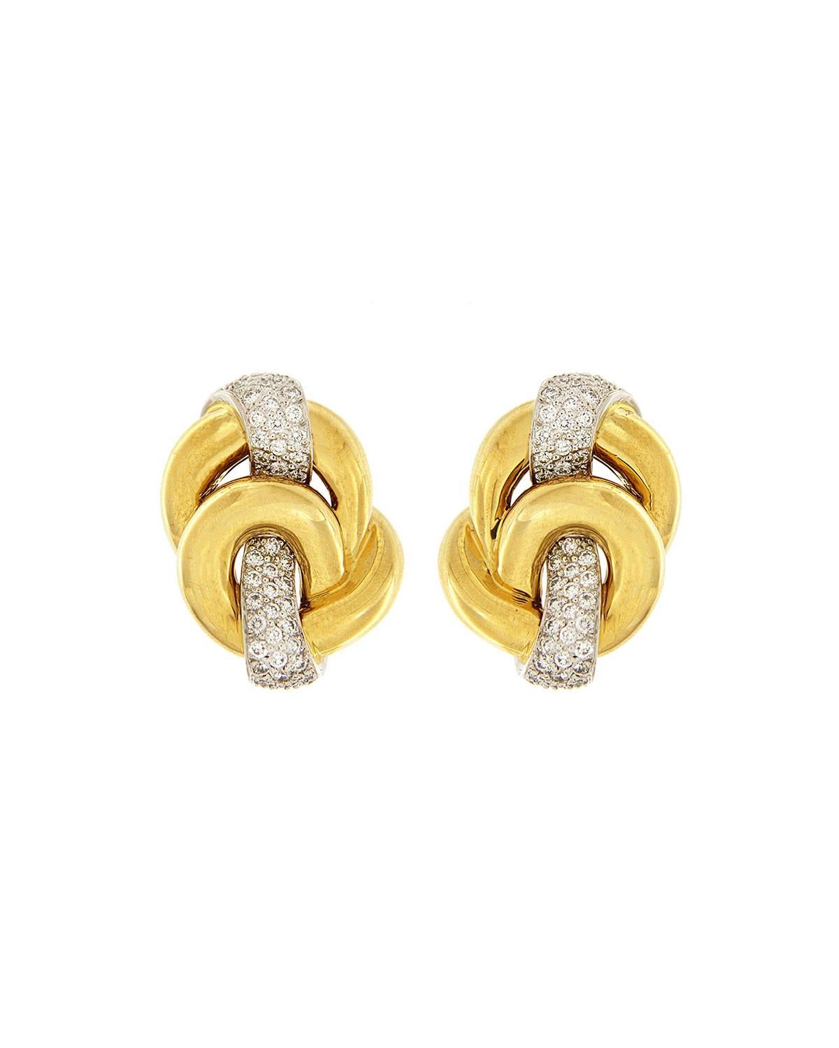 Valentin Magro Diamond Yellow Gold Knot Earrings In Excellent Condition In New York, NY