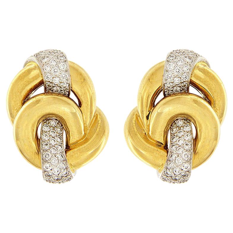 Valentin Magro Diamond Yellow Gold Knot Earrings