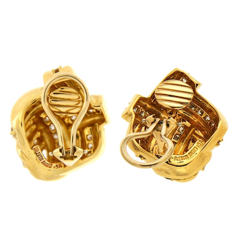 Valentin Magro Double Criss Cross Earrings with Diamonds For Sale at