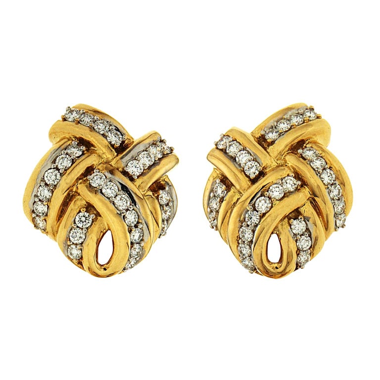 Valentin Magro Double Criss Cross Earrings with Diamonds For Sale at
