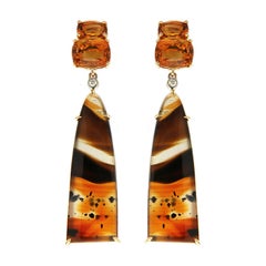 Valentin Magro Double Cushion Citrine and Montana Agate Removable Earrings