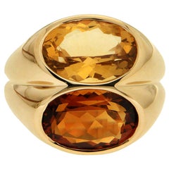 Valentin Magro Double Oval Faceted Madeira Citrines Gold Ring