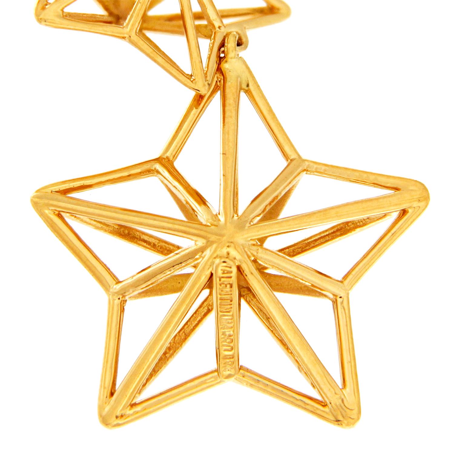 Valentin Magro Double Star Dangling Diamond Gold Earrings In New Condition In New York, NY