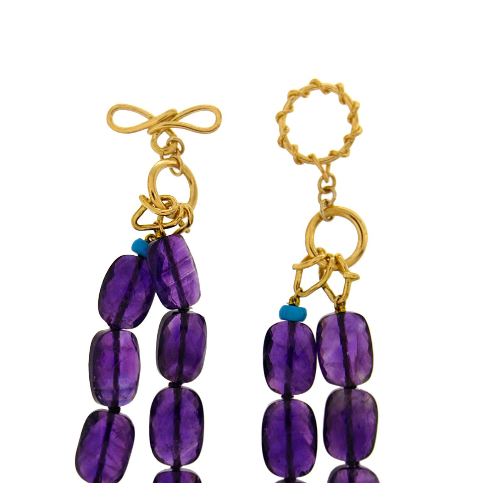 Valentin Magro  Double Strands Amethyst Doppio and Turquoise Rondelle Necklace In New Condition In New York, NY