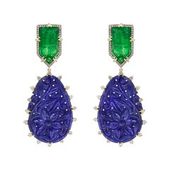 Valentin Magro Emerald Bullets and Sapphire Drop Earrings