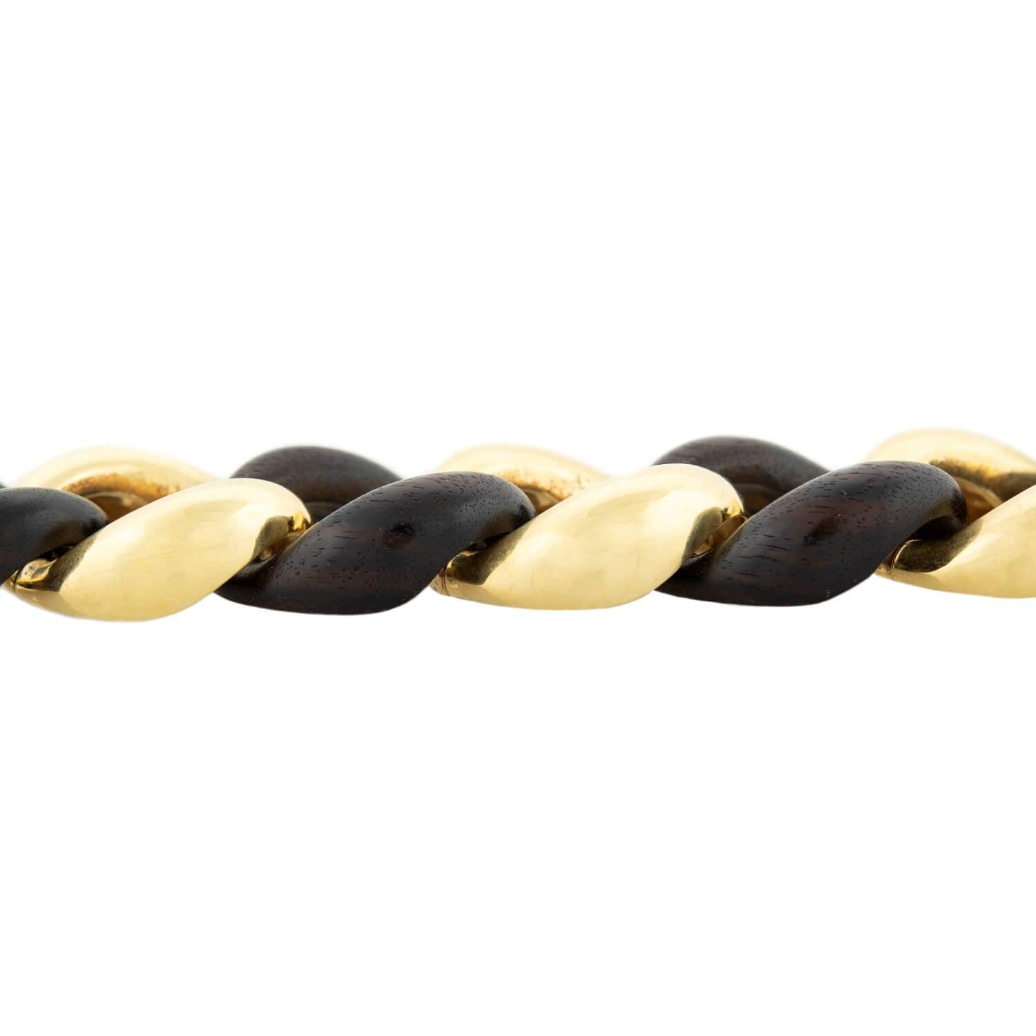 VALENTIN MAGRO Estate Bracelet à maillons courbes en or 18 carats et bois Bon état - En vente à Narberth, PA