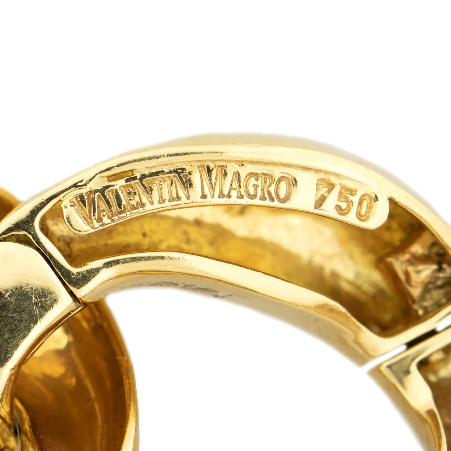 VALENTIN MAGRO Estate Bracelet à maillons courbes en or 18 carats et bois en vente 2