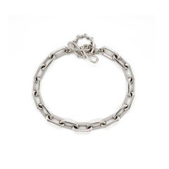 Pulsera de cadena de eslabones facetados de oro blanco de 18 quilates