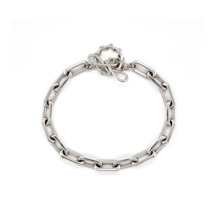 Faceted Link Bracelet in White Gold For Sale at 1stDibs