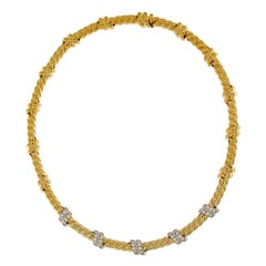 Valentin Magro Five Slanted Diamond Gold Necklace