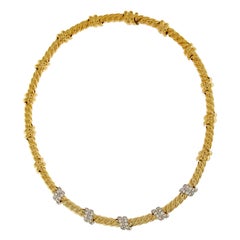 Valentin Magro Five Slanted Diamond Gold Necklace