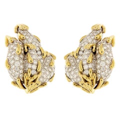 Valentin Magro Flame and Tear Drops Diamond Gold Platinum Earrings