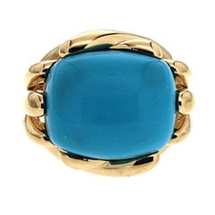 Valentin Magro Fluted Criss Cross Cushion Turquoise Sleeping Beauty Ring