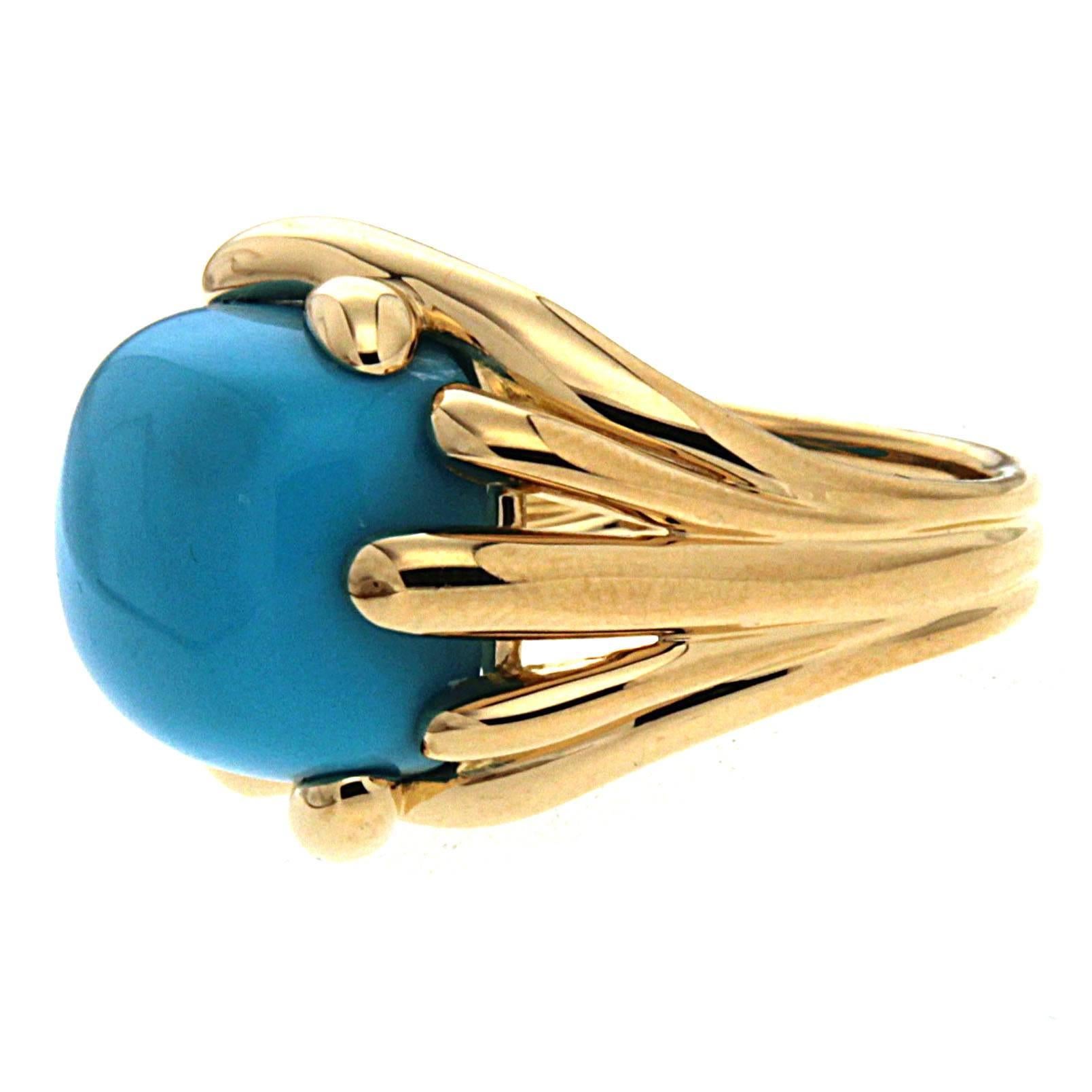 Women's Valentin Magro Fluted Criss Cross Cushion Turquoise Sleeping Beauty Ring