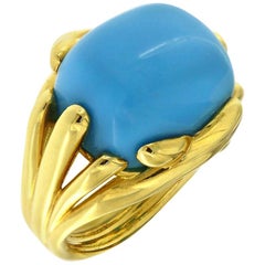 Valentin Magro Fluted Criss Cross Cushion Turquoise Sleeping Beauty Ring