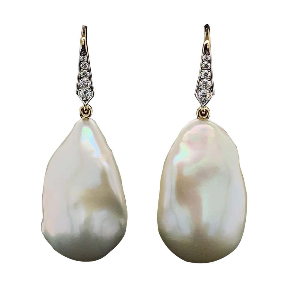 Freshwater Baroque Pearl Earrings For Sale at 1stDibs