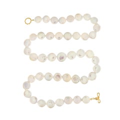Freshwater Coin Pearl 18K Yellow Gold Necklace