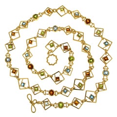 Valentin Magro Geometric Square Necklace with Peridot Blue Topaz and Citrine