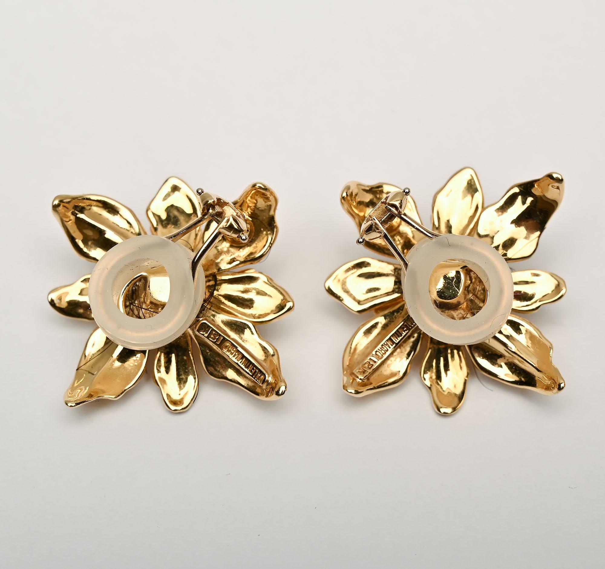 da uomo o donna A. Valentin Magro - Orecchini a fiore d'oro in vendita