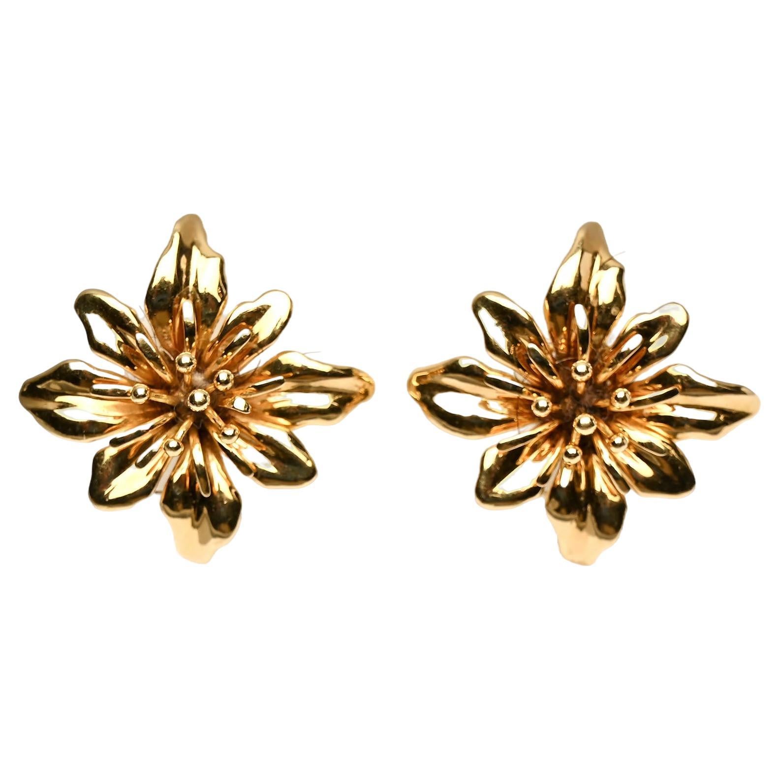 Valentin Magro Gold Flower Earrings For Sale