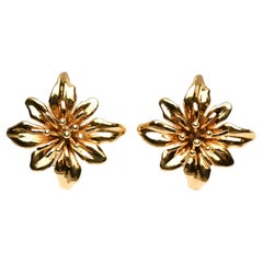 Vintage Valentin Magro Gold Flower Earrings