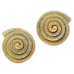 18K Yellow Gold Nautilus Gold Shell Earrings