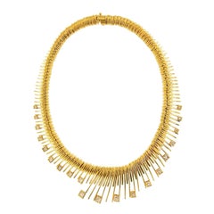Valentin Magro Gold Spiral Necklace With Princess Cut Diamonds 