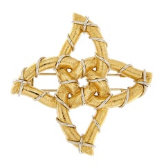 Valentin Magro Gothic Brooch with Textured Gold Finish and Platinum Wire