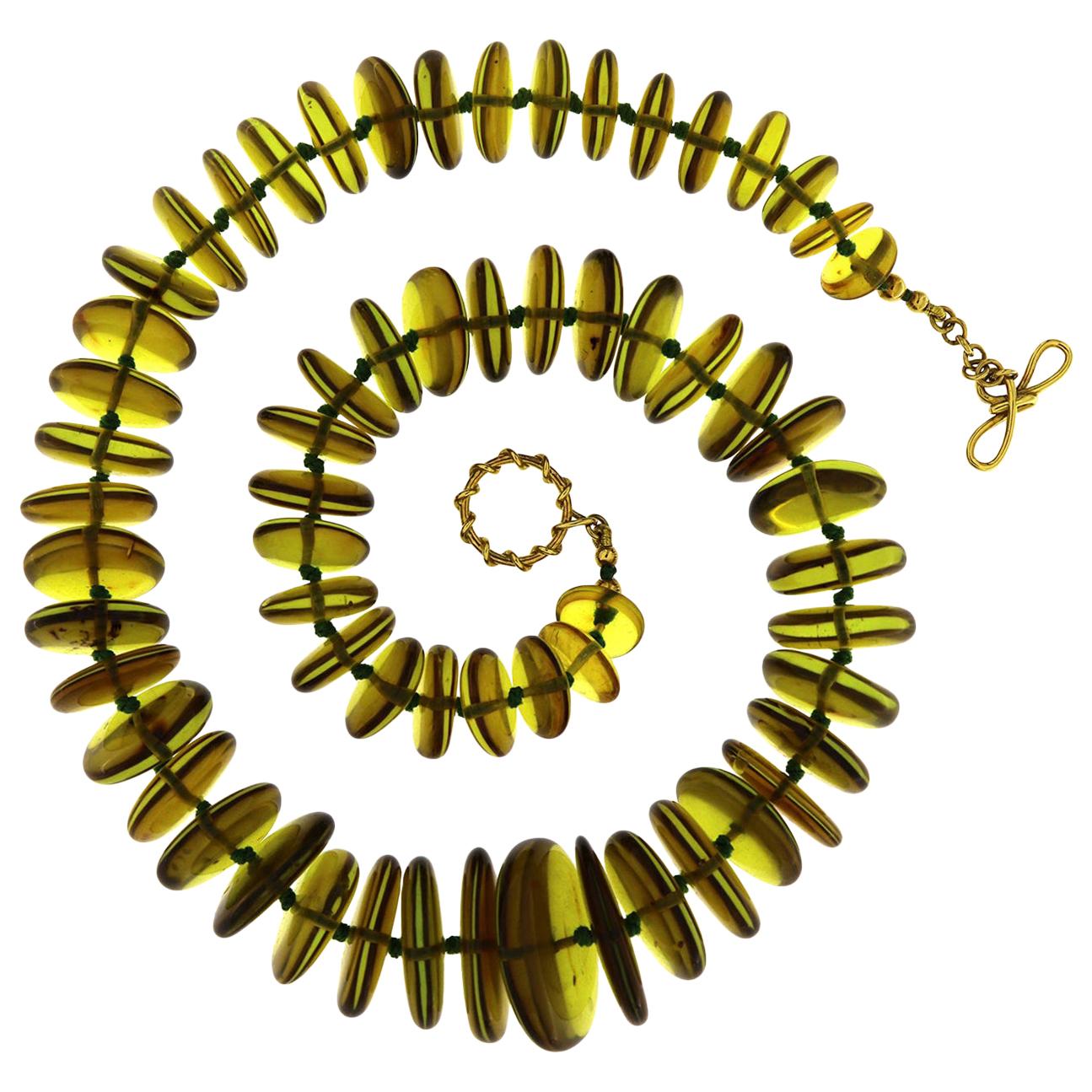 Valentin Magro Green Amber Disk Necklace For Sale