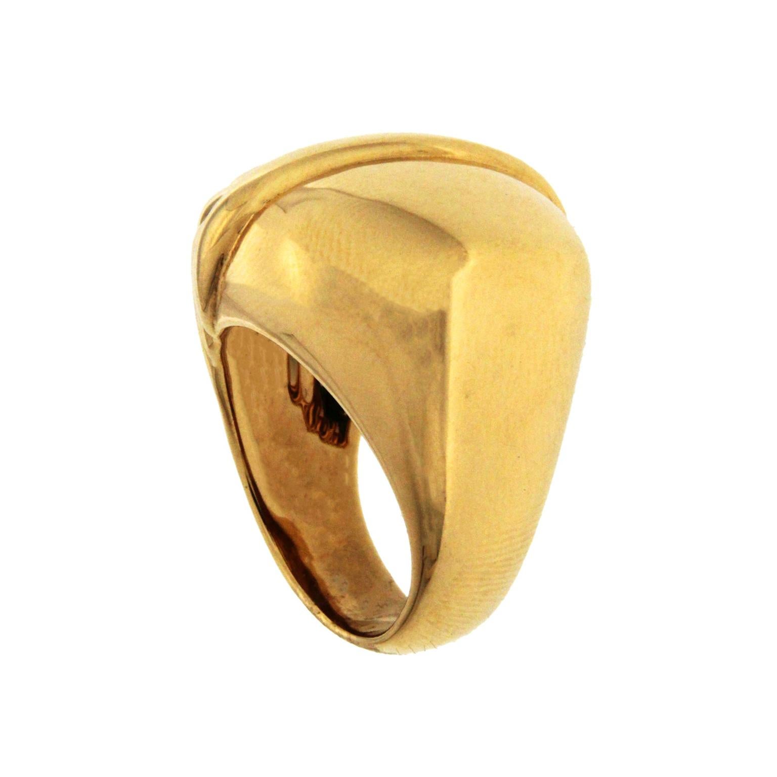 Valentin Magro Half Woven Textured High Polish Gold Ring In New Condition In New York, NY