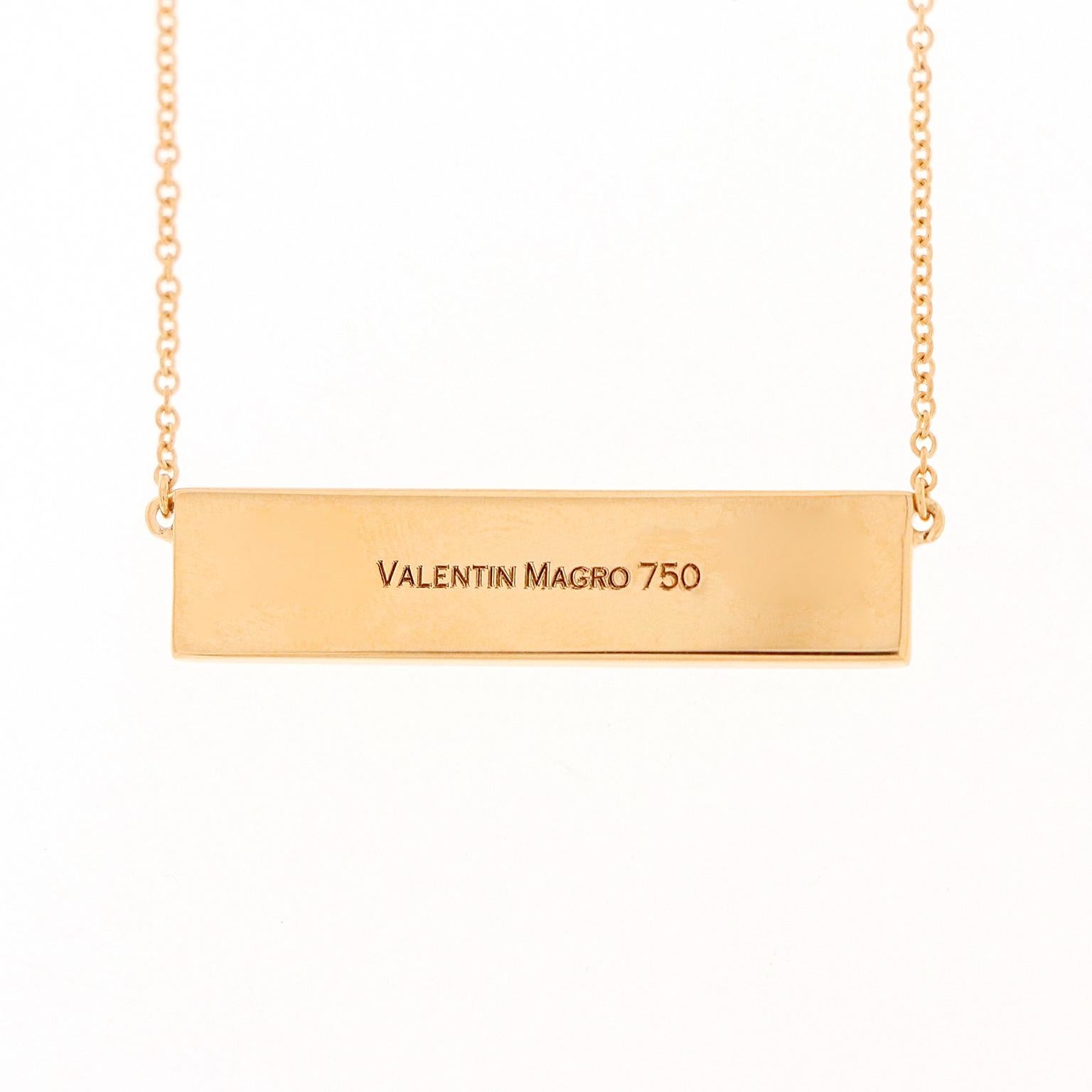 Round Cut Valentin Magro I Love You More Diamond Rose Gold Bar Pendant