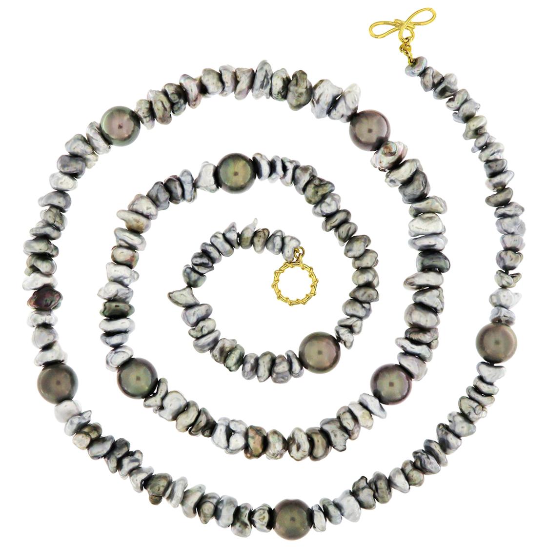 Valentin Magro Keshi and Baroque Tahitian Pearl Necklace