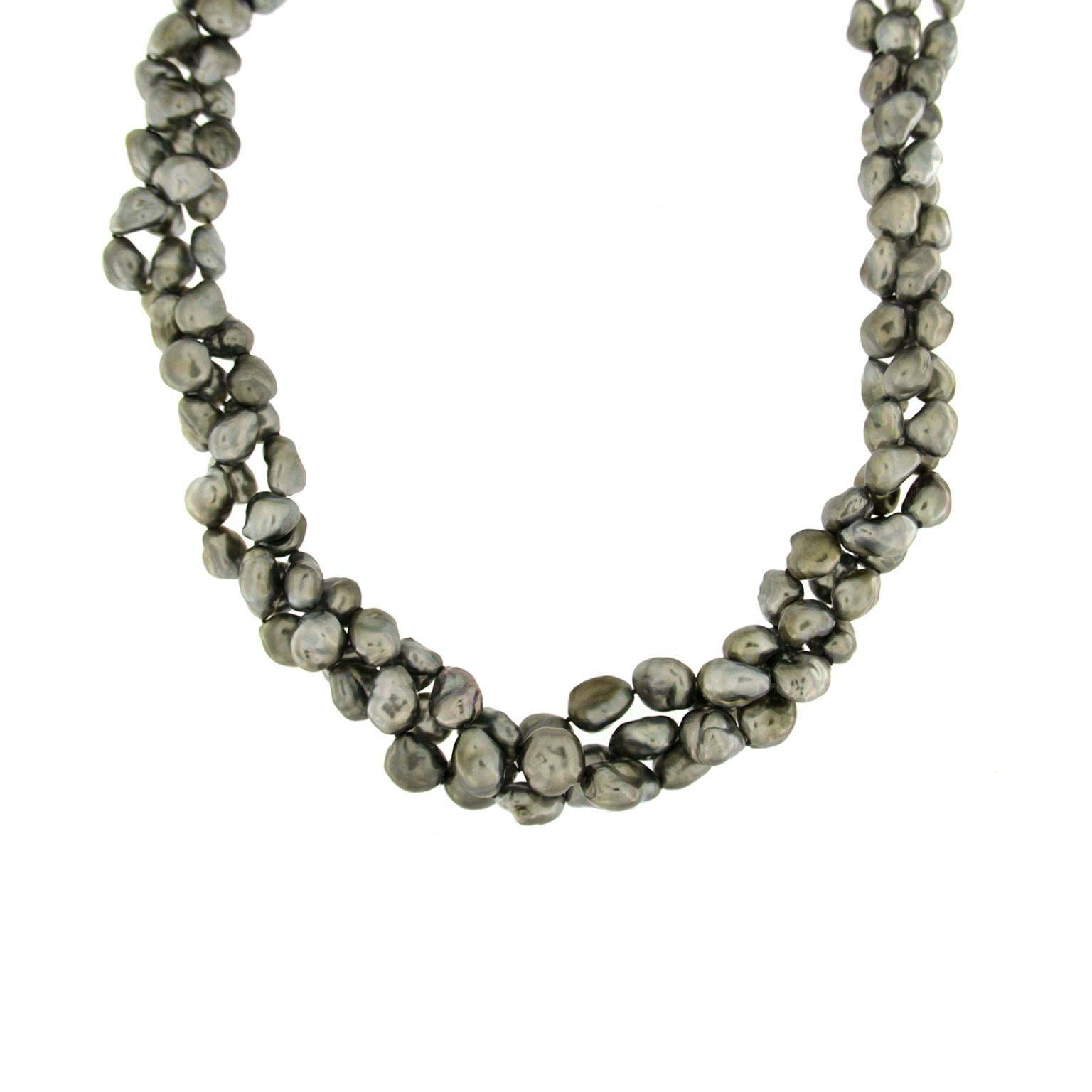 Modern Valentin Magro Keshi Pearl Three-Strand Necklace