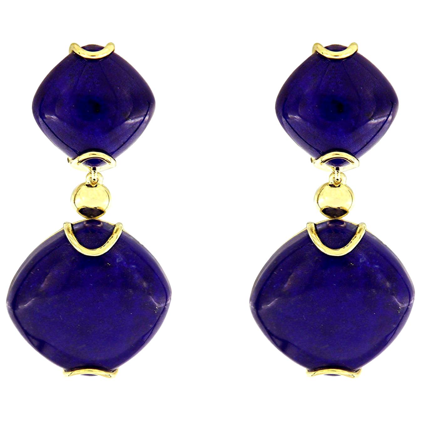Valentin Magro Lapis Lazuli 18 Karat Yellow Gold Drop Earrings