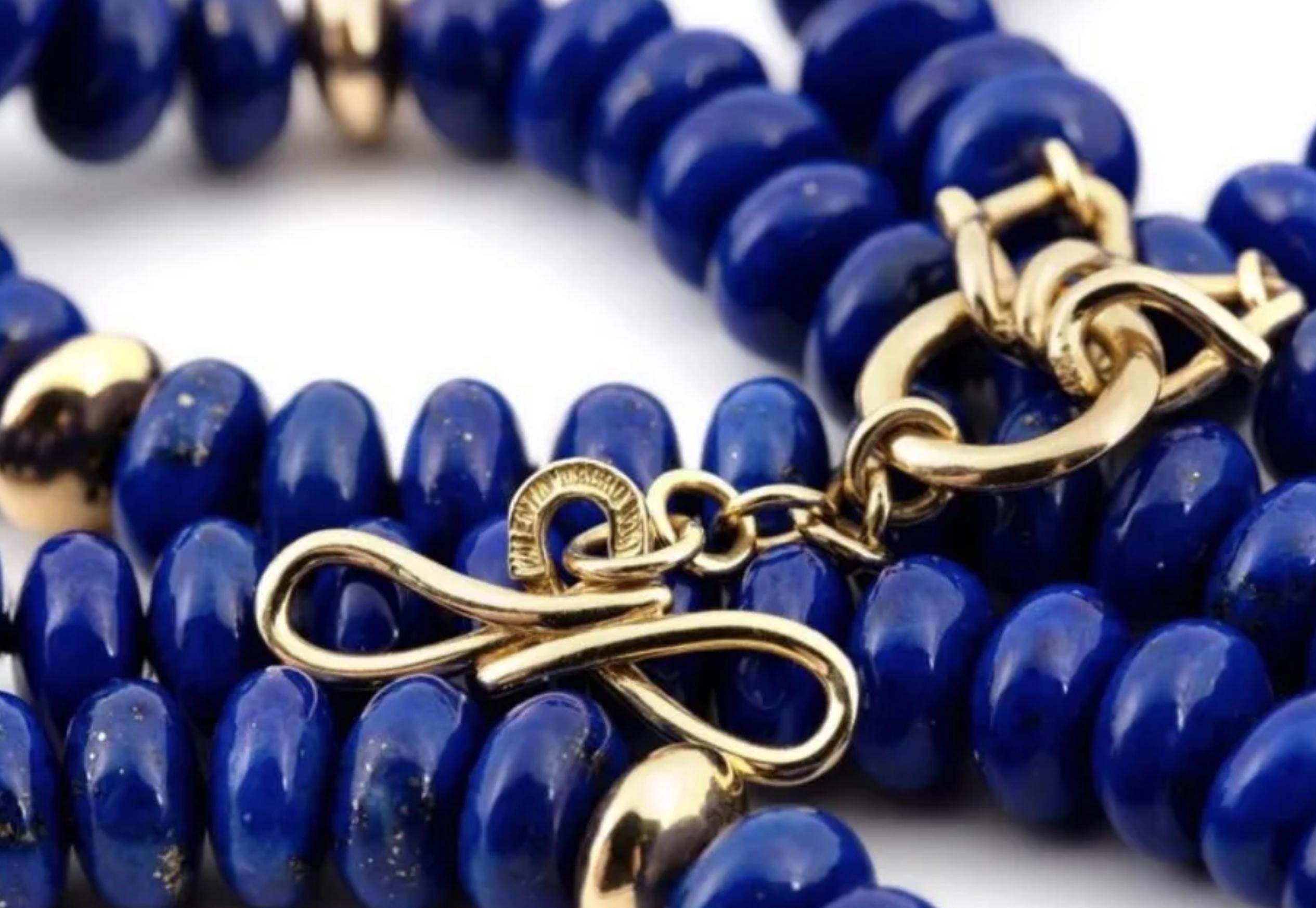 Valentin Magro: 18 Karat Gold Rondelle-Halskette mit Perlen und Lapislazuli im Zustand „Gut“ im Angebot in Perry, FL