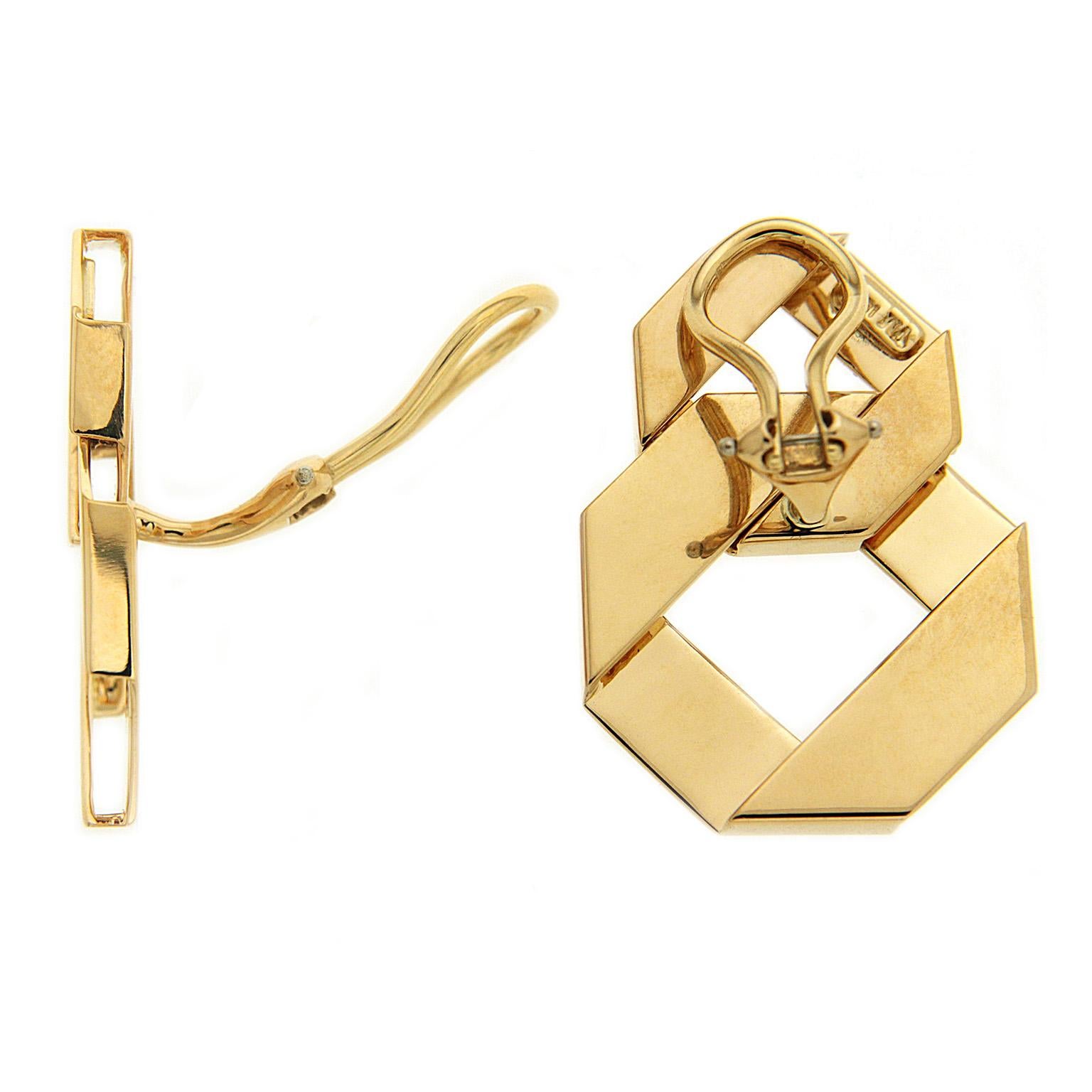 Modern Valentin Magro Large and Small Double Fold Over Link Earrings