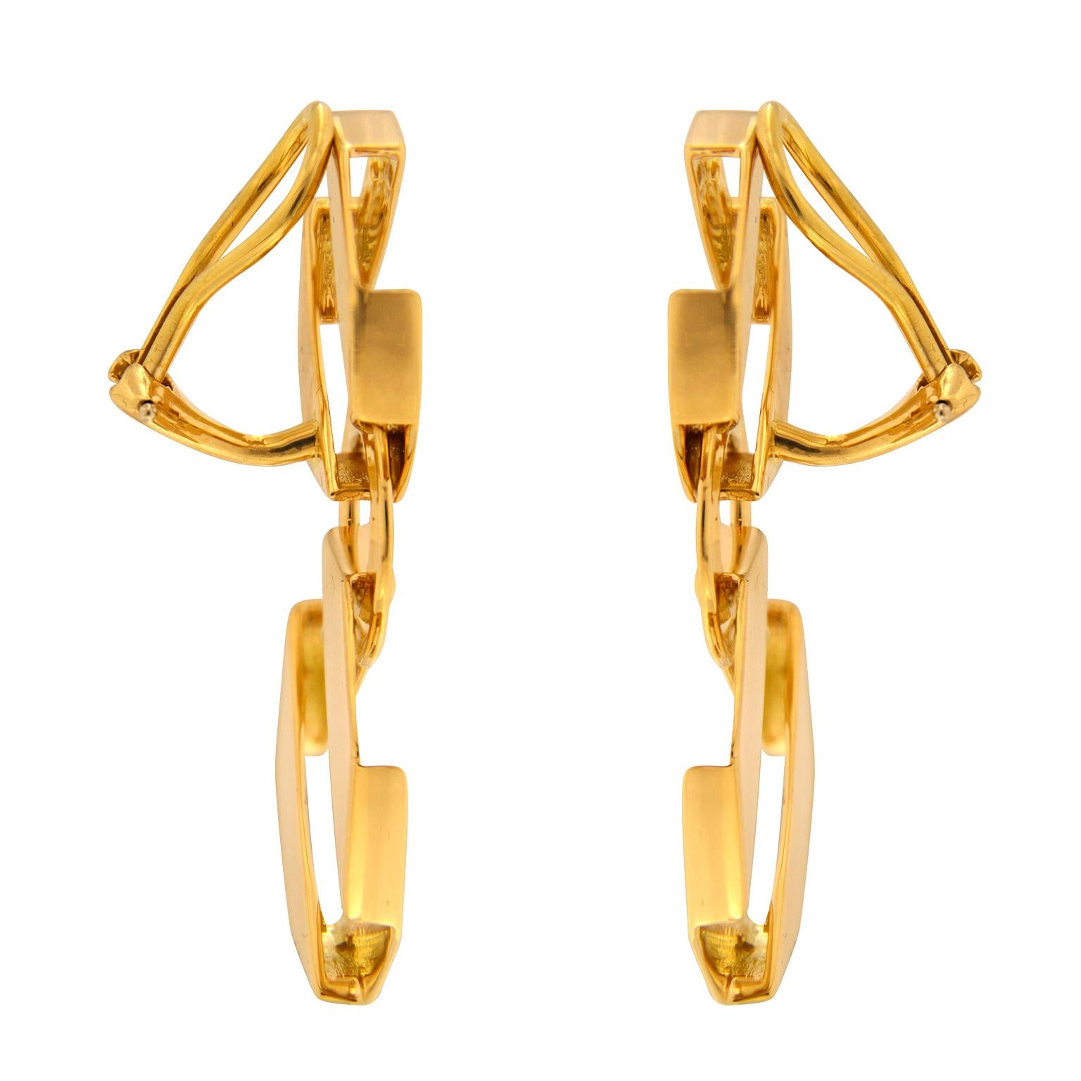 Modern Valentin Magro Large and Small Double Fold over Link Earrings