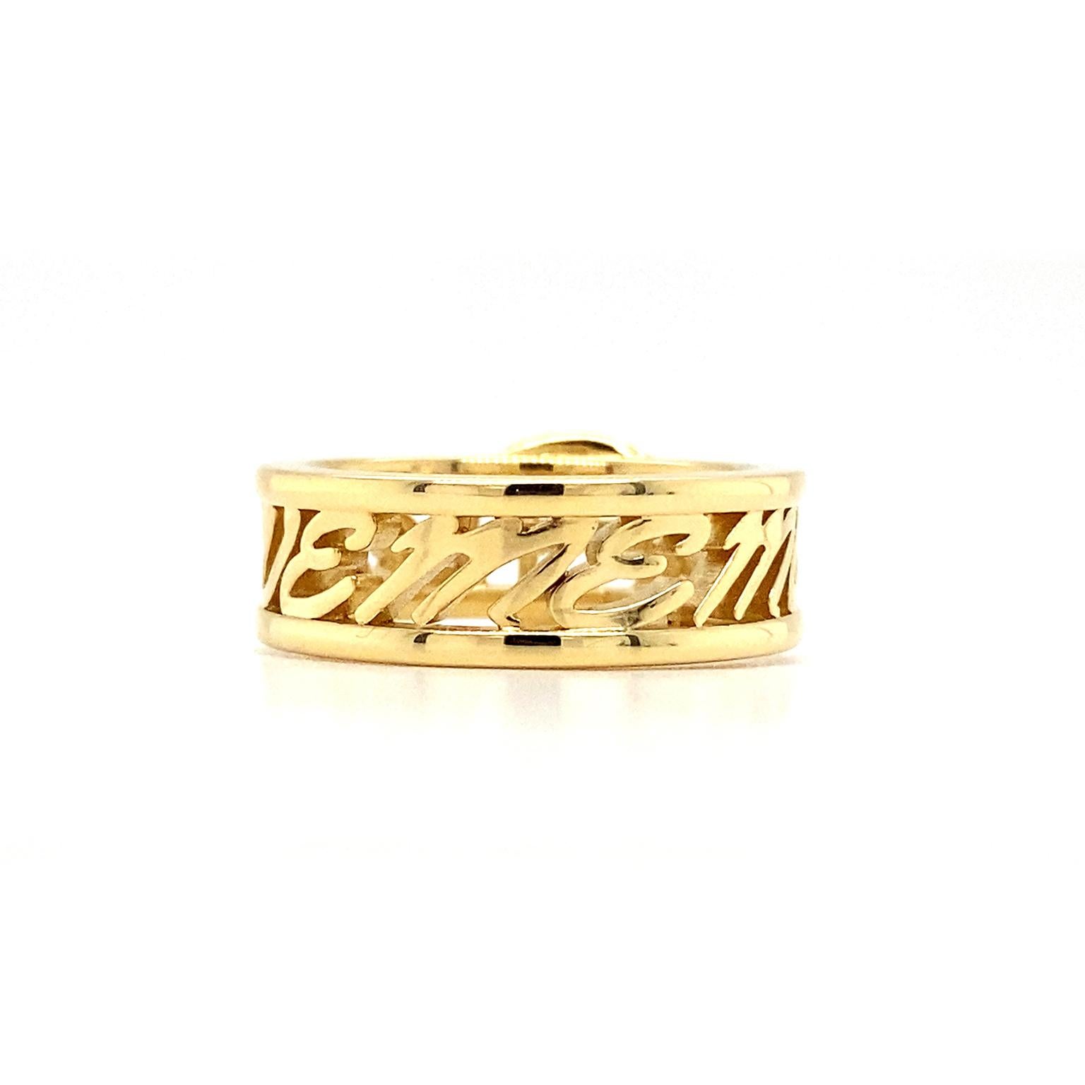 18K Yellow Gold Letter I Love Me More Buckle Ring In New Condition For Sale In New York, NY