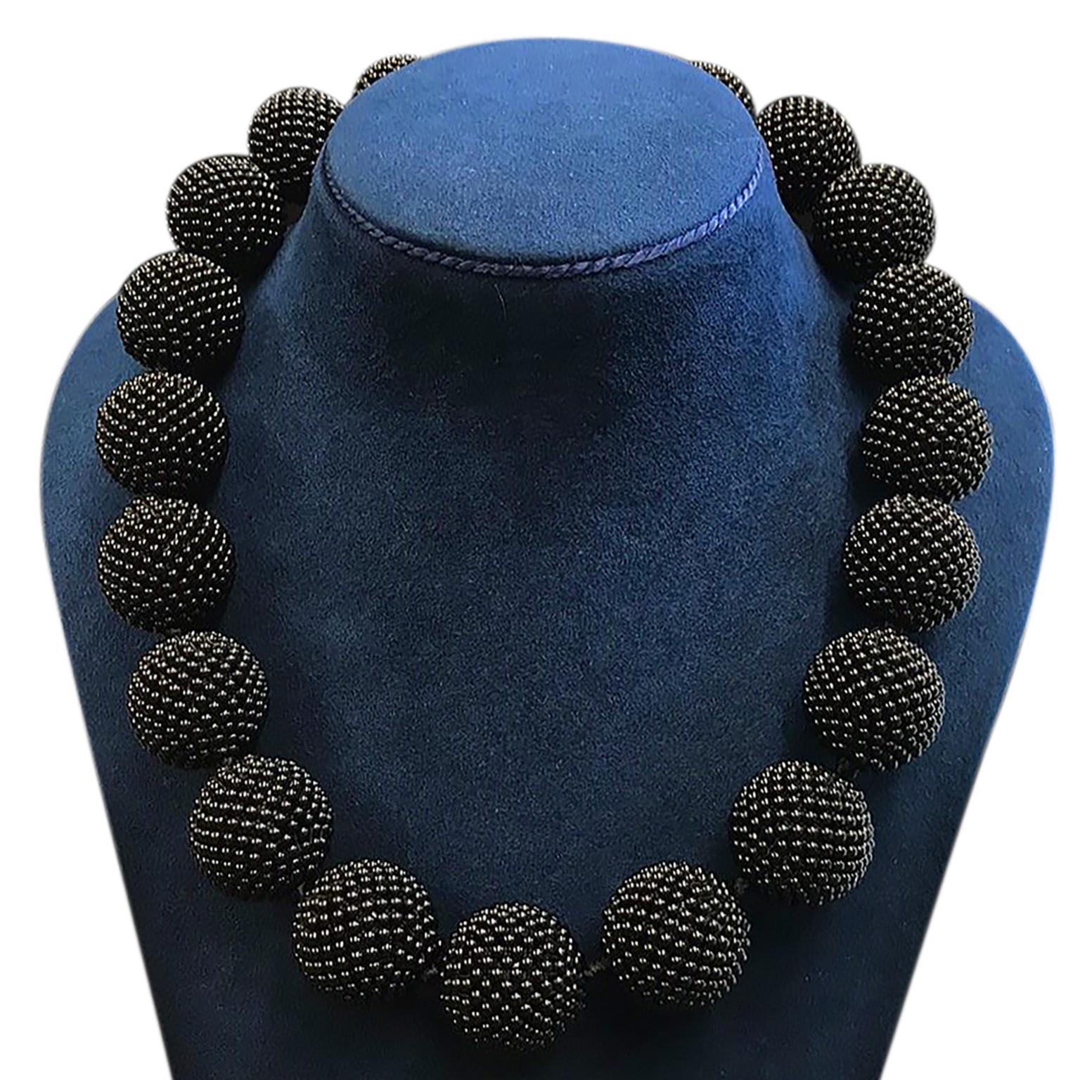 Valentin Magro Large Onyx Woven Ball Necklace 1