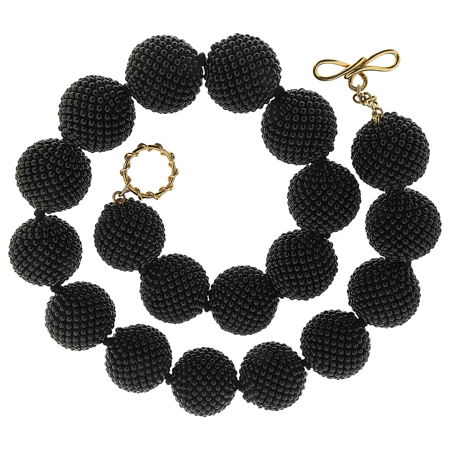 Valentin Magro Large Onyx Woven Ball Necklace