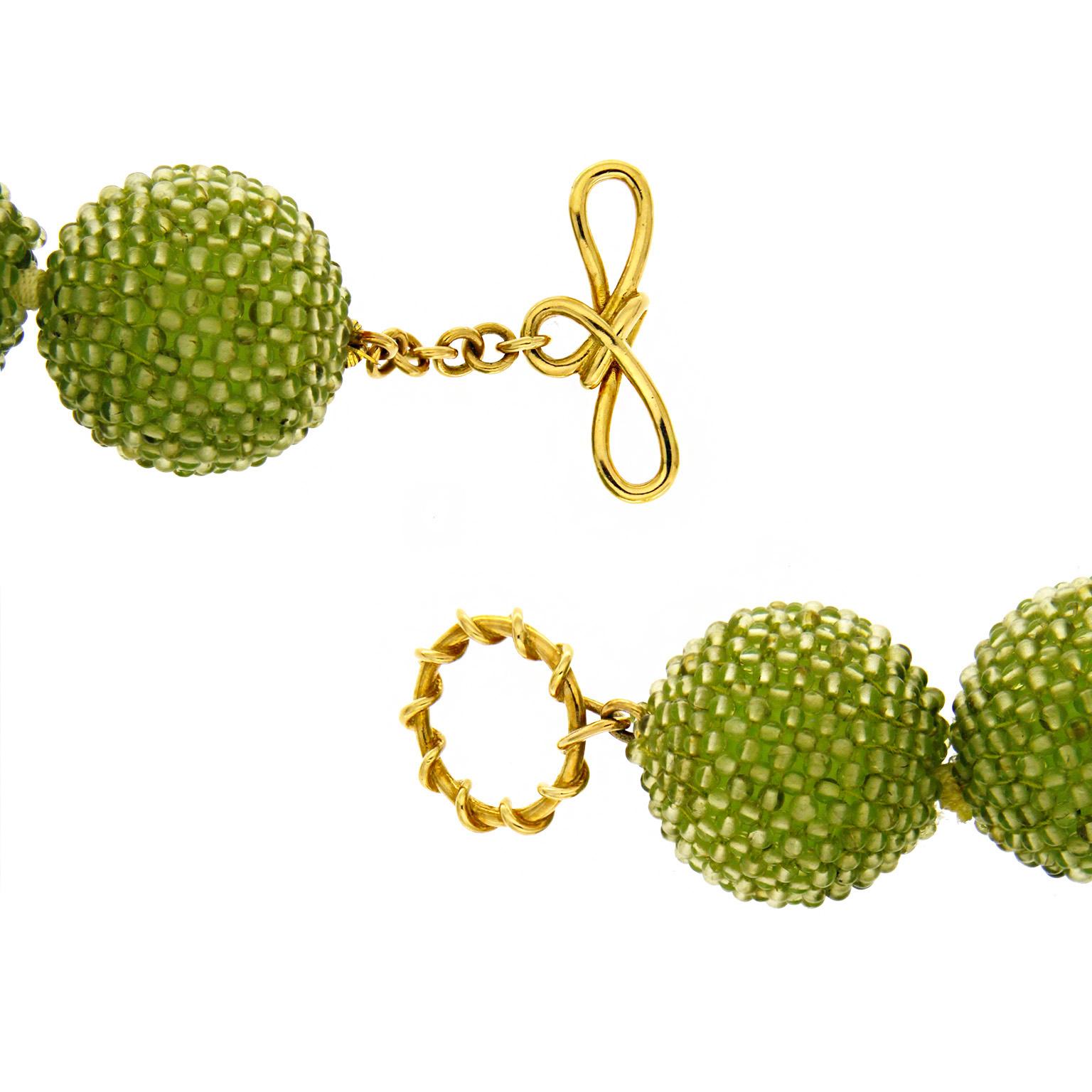 Bead Valentin Magro Large Peridot Gold Woven Ball Necklace