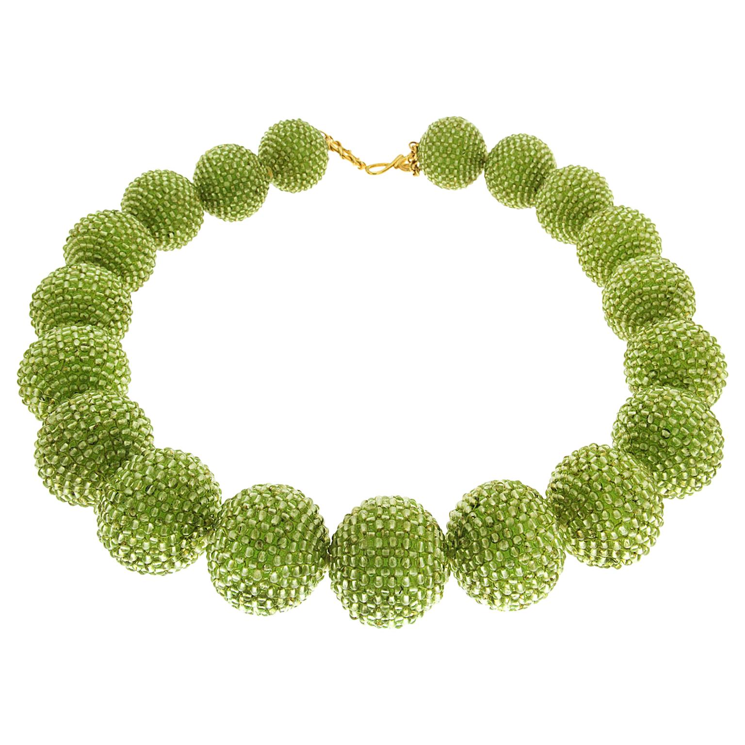 Valentin Magro Large Peridot Gold Woven Ball Necklace