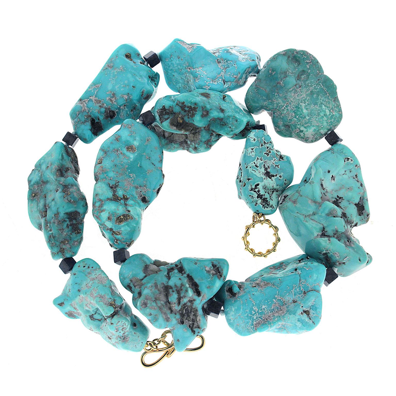 Women's Valentin Magro Large Turquoise Nuggets and Lapis Lazuli Cubes Statement Necklace