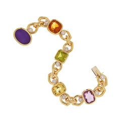 Valentin Magro Link Bracelet with Beryl, Lapis, Madeira Citrine and Peridot